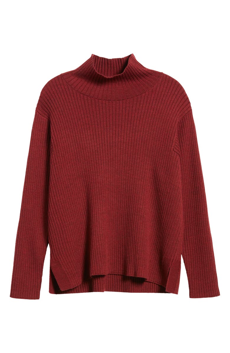 Eileen Fisher Mock Neck Wool Ribbed Sweater | Nordstrom