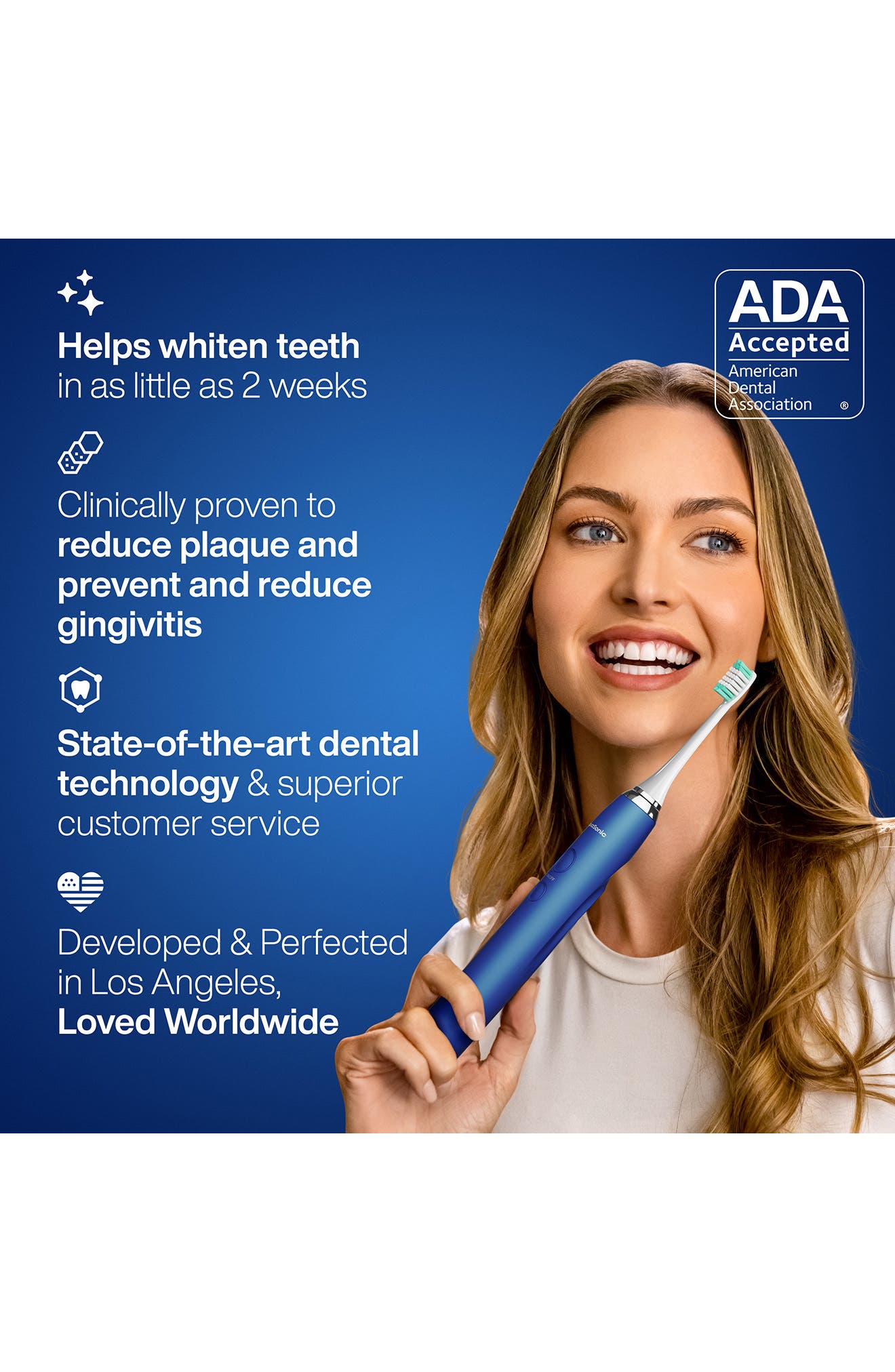 AQUASONIC VIBE SERIES Sapphire Blue UltraSonic Whitening Toothbrush ...