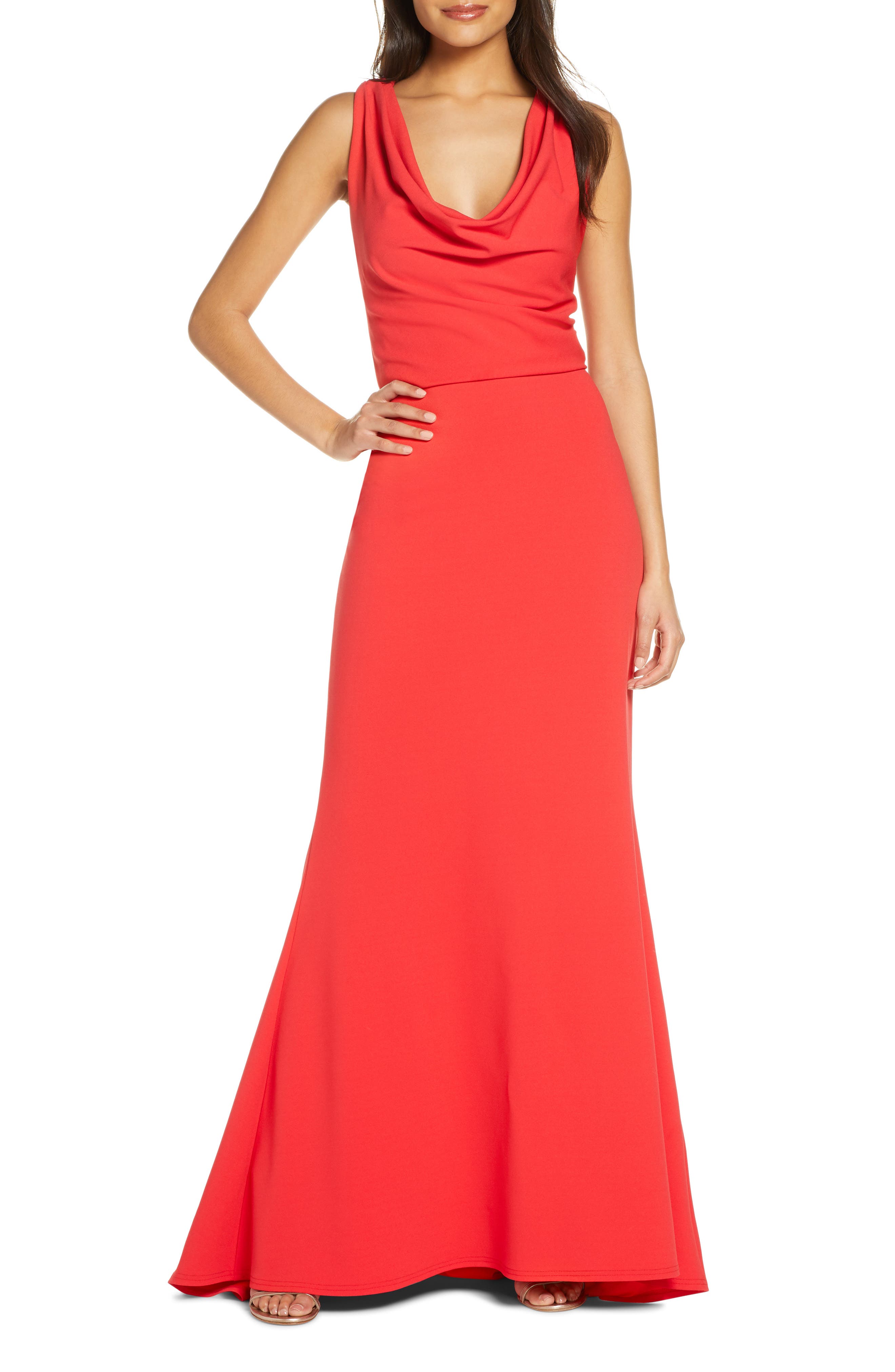 cowl neck evening gown