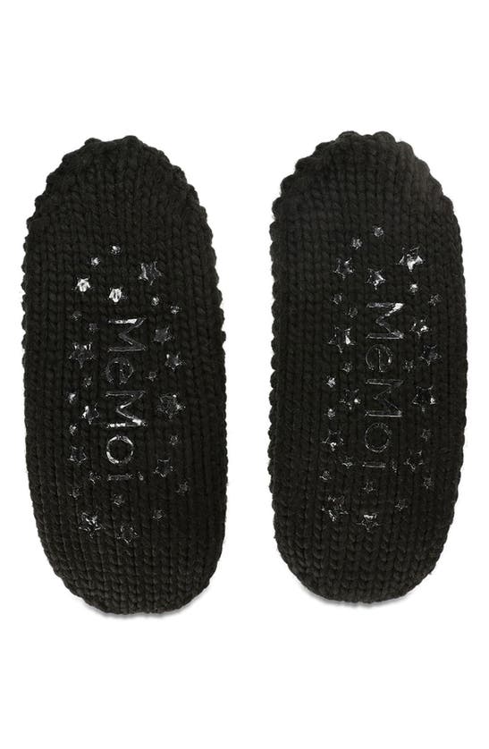 Shop Memoi Faux Fur Pompom Faux Shearling Lined Slipper Socks In Black