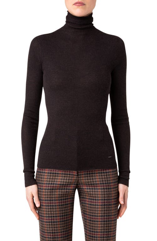 Cashmere & Silk Rib Sweater in Mocha