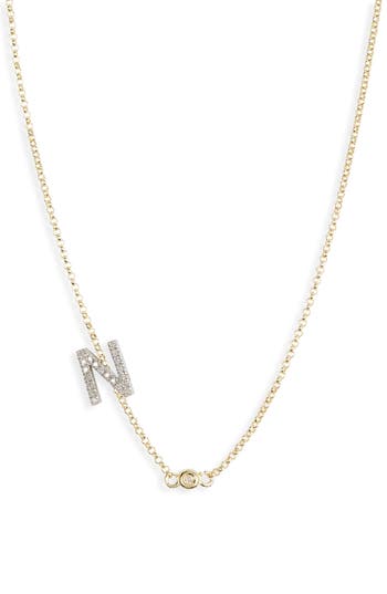 Meshmerise Bezel Diamond Initial Chain Necklace In Yellow-n