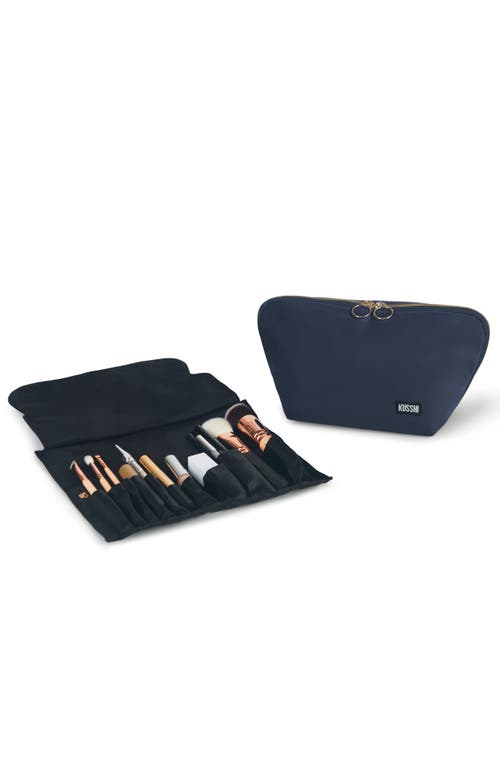 Shop Kusshi Signature Makeup Brush Organizer In Classic Navy/pink