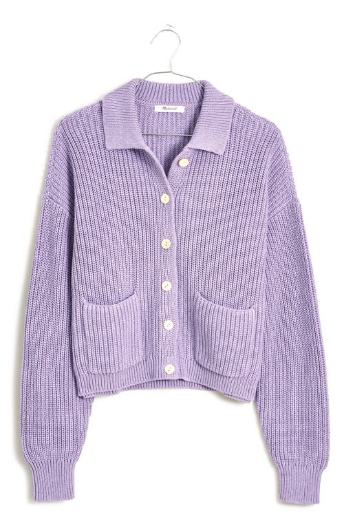 Madewell Rib Polo Cardigan in Heather Soft Purple at Nordstrom, Size Xx-Small