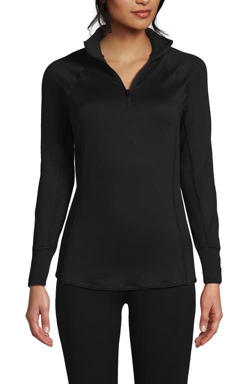 Shop Lands' End Baselayer Cozy Thermaskin Quarter Zip Top In Black