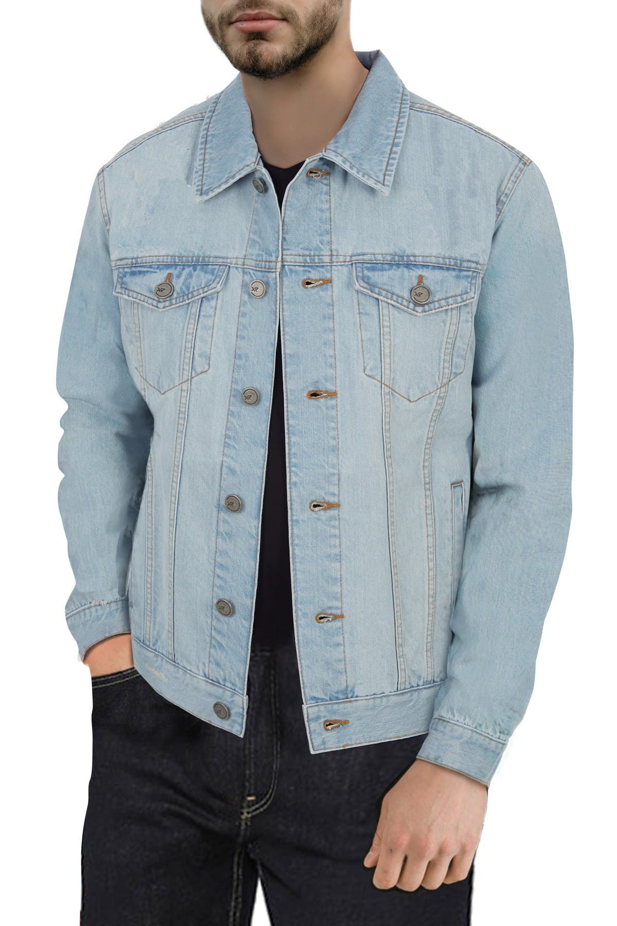 X-ray Distressed Denim Jacket - Slim Fit In Bleach Wash | ModeSens