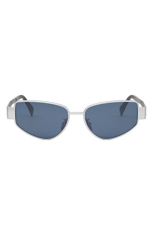 Celine Triomphe 55mm Cat Eye Sunglasses In Palladium blue ModeSens