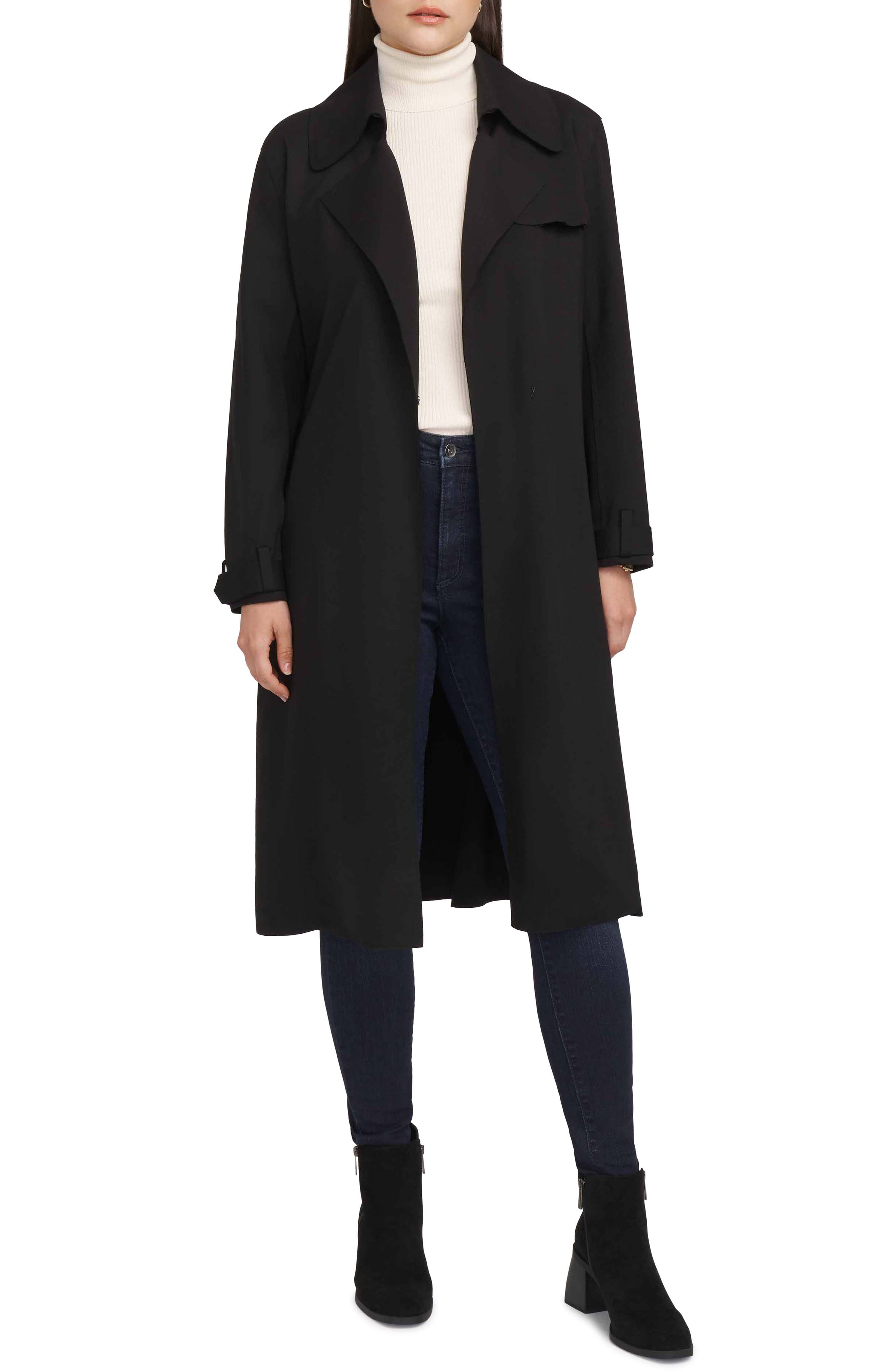 womens long black coat with hood