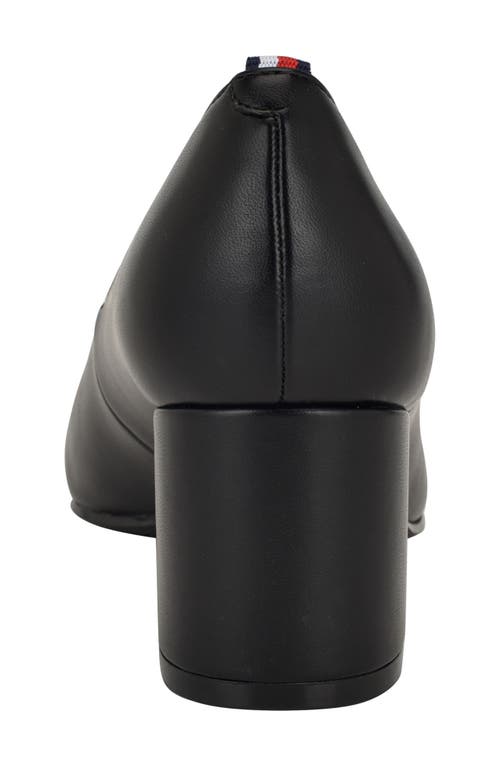 Tommy Hilfiger Nanya Womens Logo Faux Leather Block Heels In Black