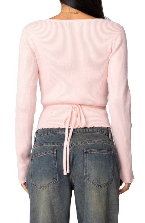 Shop Edikted Paden Rib Knit Crop Wrap Top In Light-pink