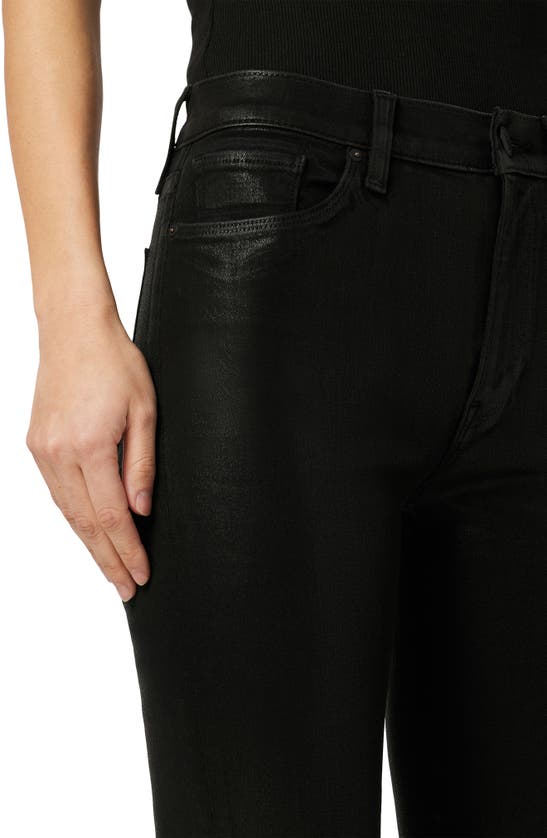 Hudson Barbara Coated High Waist Ankle Straight Leg Jeans In Black Coated
