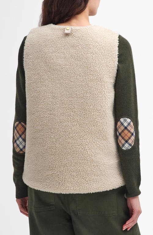 Shop Barbour Dulsie High Pile Fleece Quilted Vest<br /> In Ecru/ancient