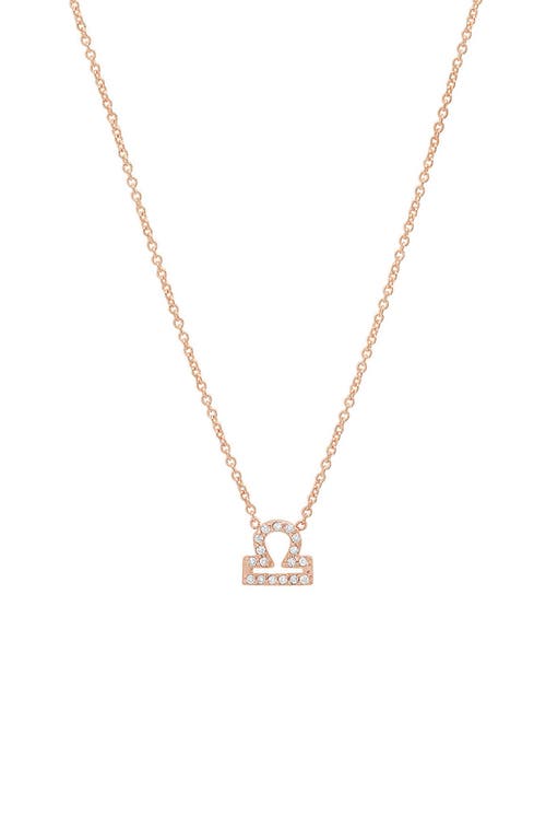 BYCHARI Diamond Zodiac Pendant Necklace in 14K Rose Gold - Libra