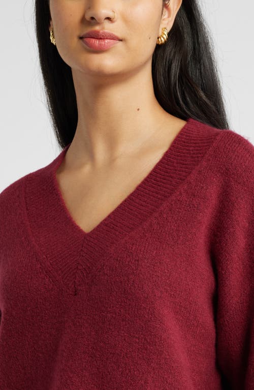 Shop Open Edit V-neck Sweater In Red Grape