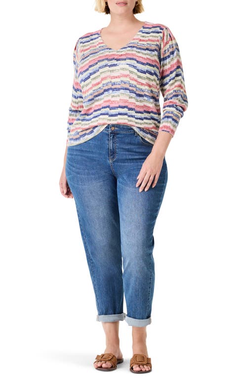 Shop Nic + Zoe Nic+zoe Abstract Stripe Sweater In Pink Multi