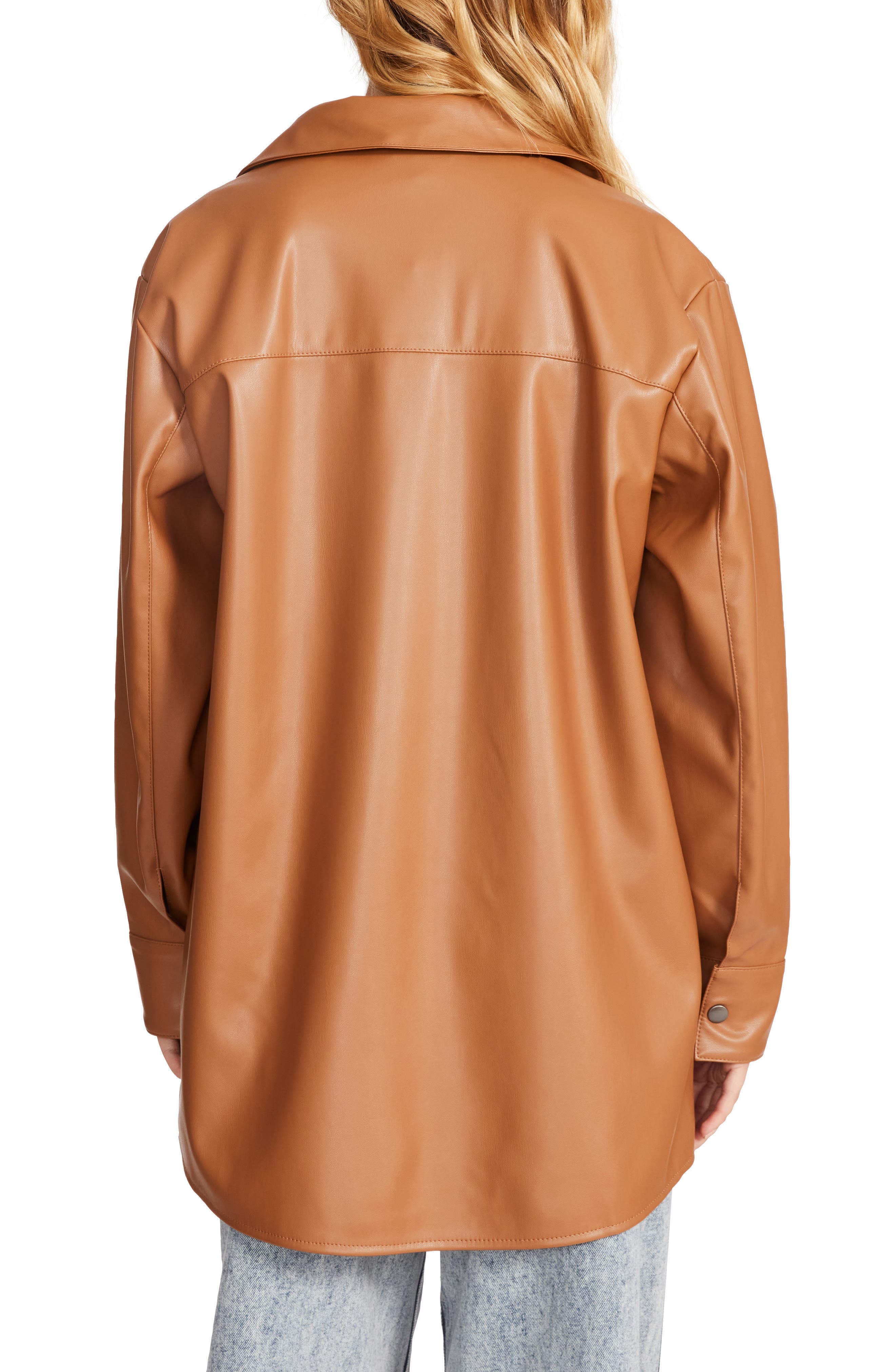 Steve Madden Vegan Leather Shirt Jacket 