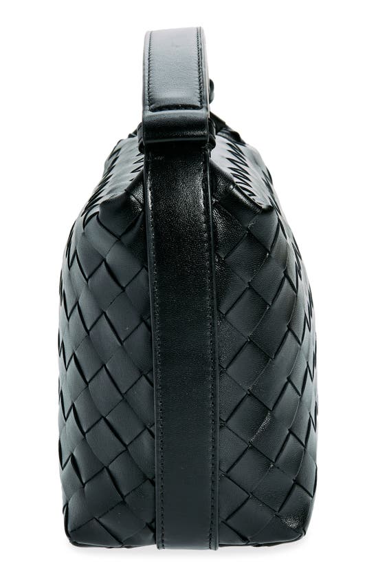Shop Bottega Veneta Mini Wallace Intrecciato Leather Shoulder Bag In Black/ Gold