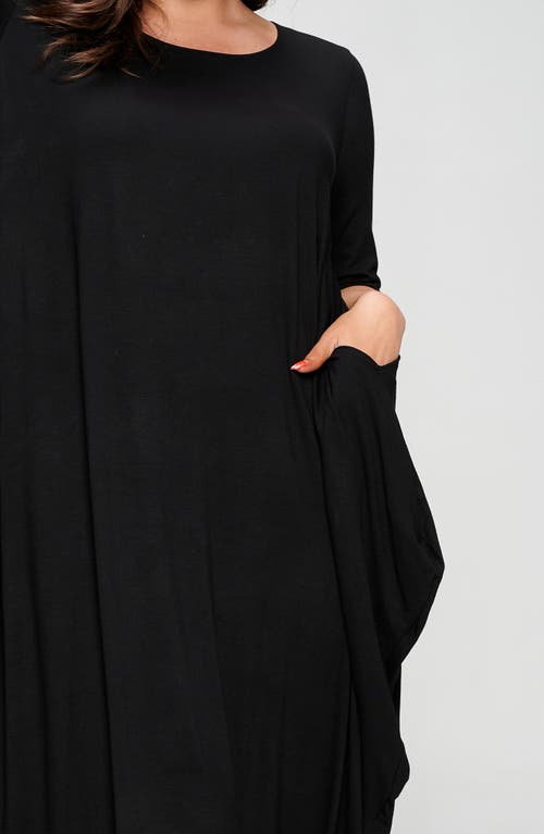 L I V D Evelyn Bubble Hem Jersey Midi Dress In Black