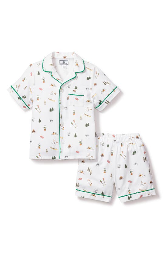 Shop Petite Plume Kids' Camping Print Two-piece Short Pajamas In White
