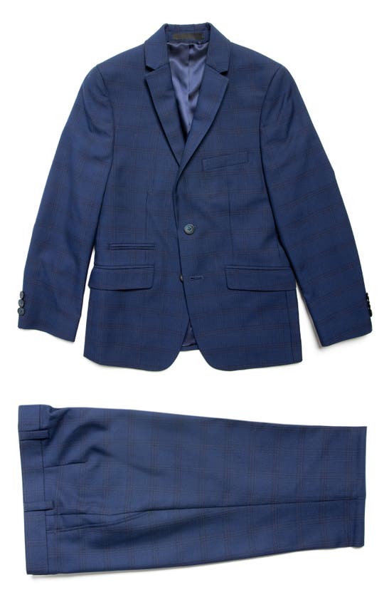 Andrew Marc Kids' Check Suit In Blue