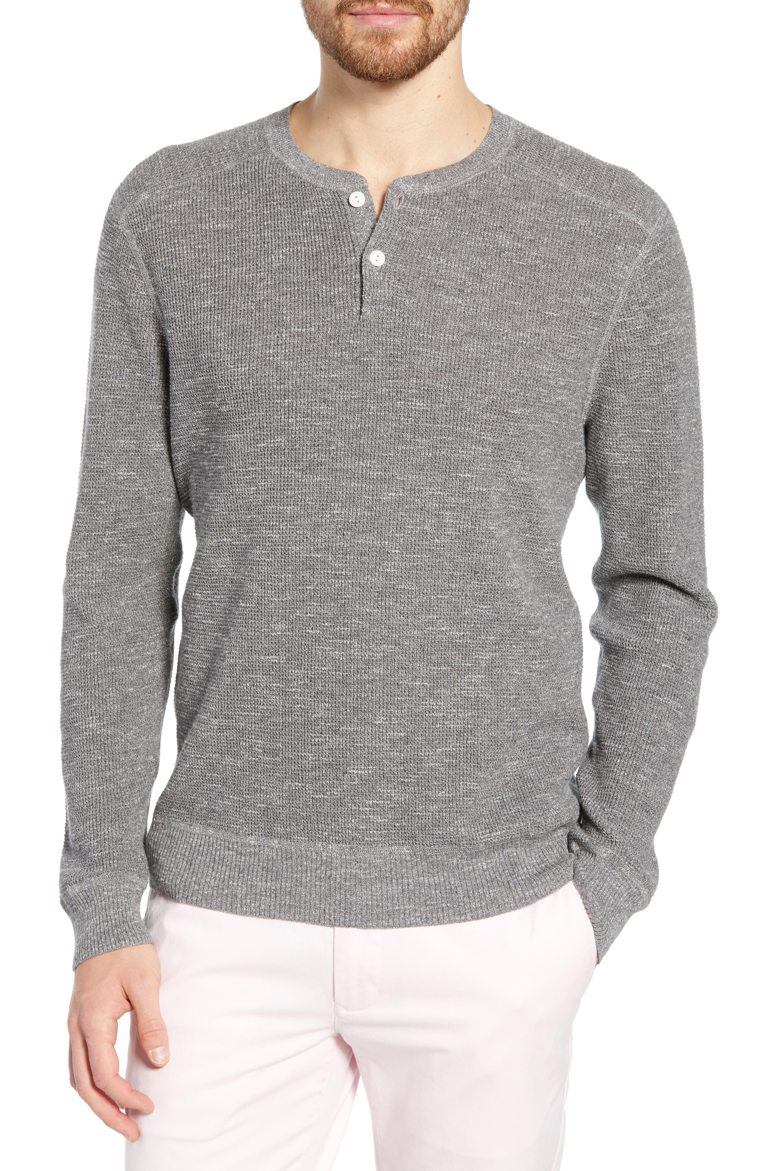 Bonobos Cotton & Linen Slim Fit Henley Sweater, Grey