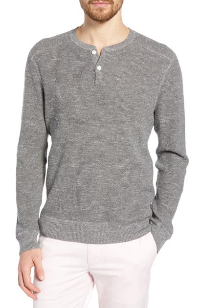 Bonobos Cotton & Linen Henley Sweater In Heather Grey