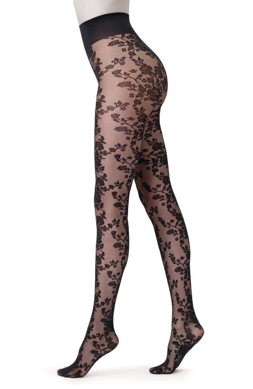 Shop Oroblu Classy Floral Lace Tights In Black