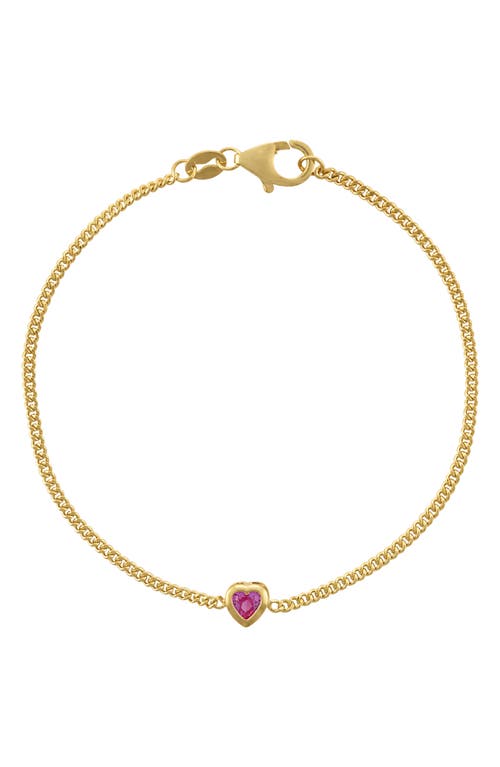 Fzn Heart Charm Bracelet In Pink Sapphire