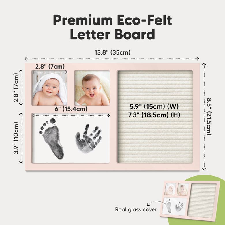 Shop Keababies Heartfelt Clean Touch Inkless Hand & Footprint Frame Kit With Letterboard In Petal Pink