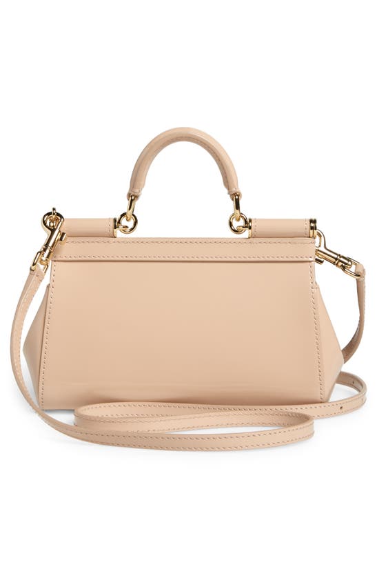 Shop Dolce & Gabbana Small Sicily East/west Patent Leather Handbag In Beige Multi