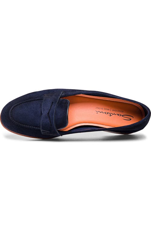 Shop Santoni Carla Navy Suede Loafer