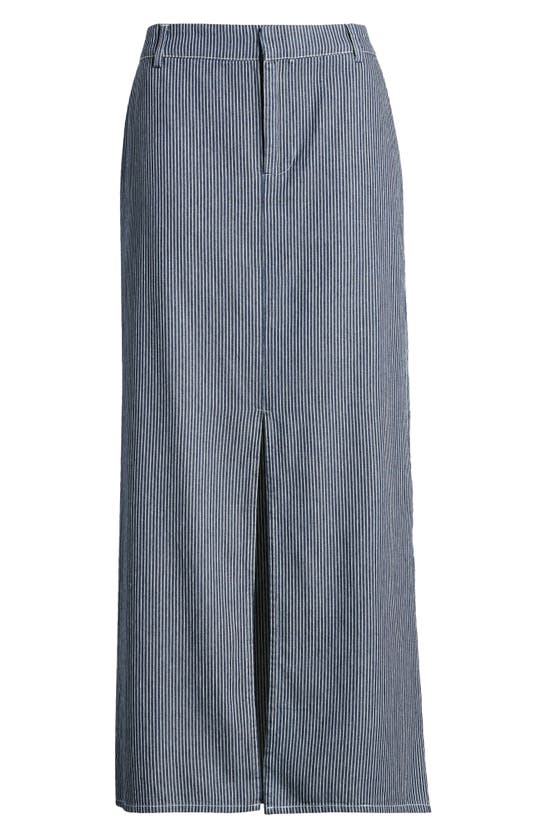 Shop Noisy May Blink Pinstripe Twill Maxi Skirt In Navy Blazer Stripes White