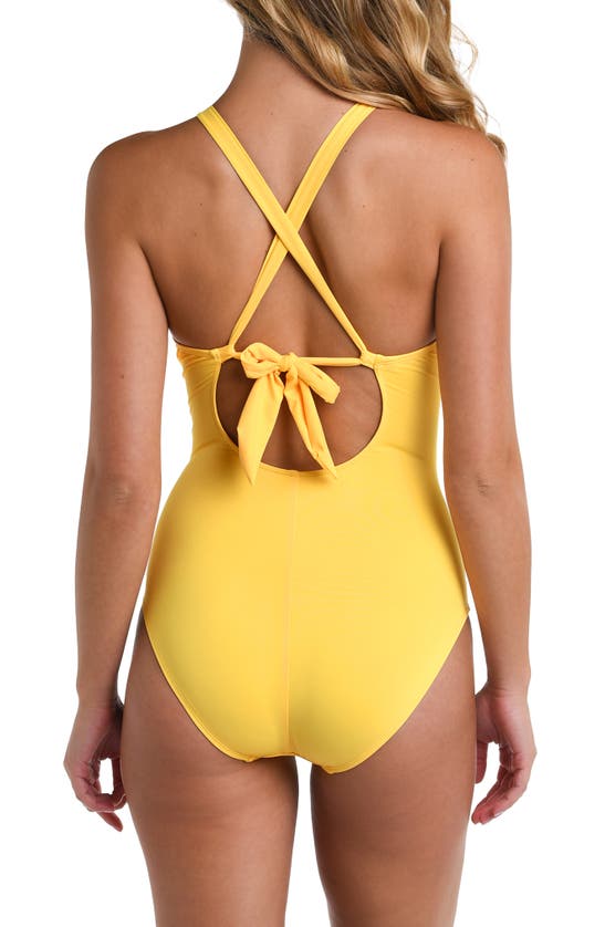 Shop La Blanca Island Goddess High Neck One-piece Swimsuit In Pineapple