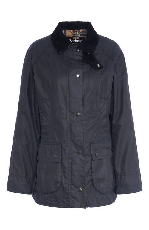 Barbour Beadnell Water Resistant Waxed Cotton Jacket In Navy