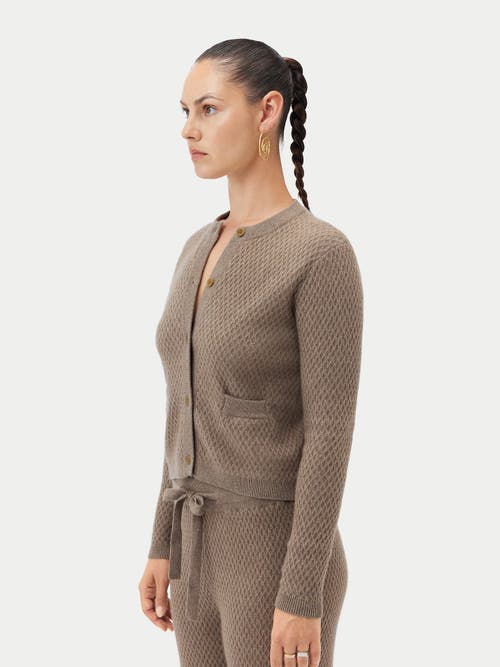 Gobi Mongolian Cashmere Organic Color Buttoned Cashmere Cardigan In Taupe