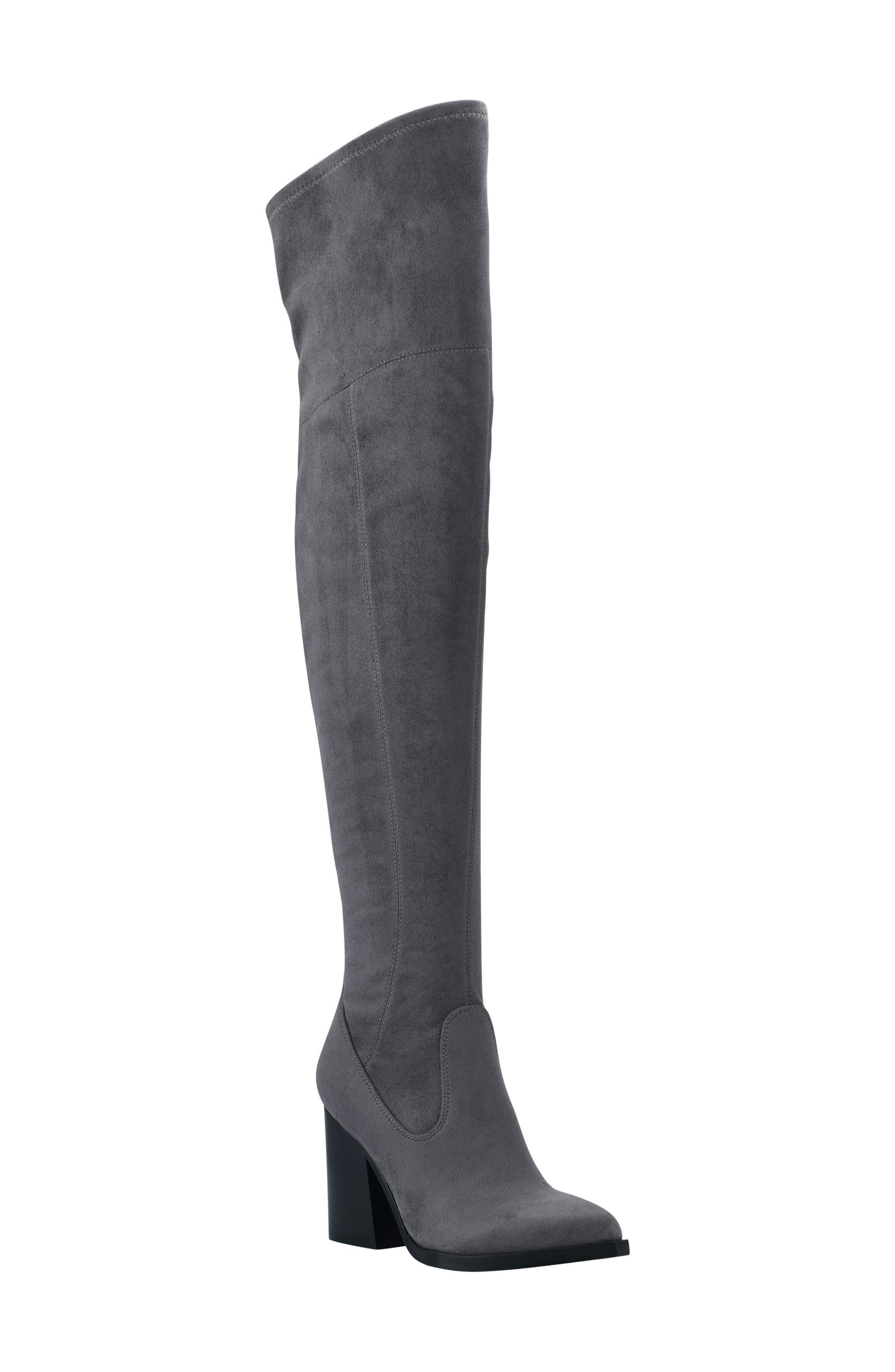 dark grey over the knee boots