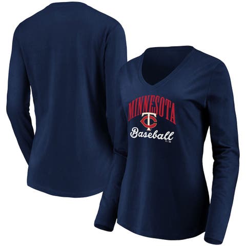 Minnesota Twins Women's Oversized Long Sleeve Ombre Spirit Jersey T-Shirt -  Navy