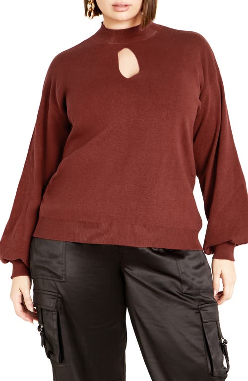 City Chic Evelyn Keyhole Mock Neck Sweater at