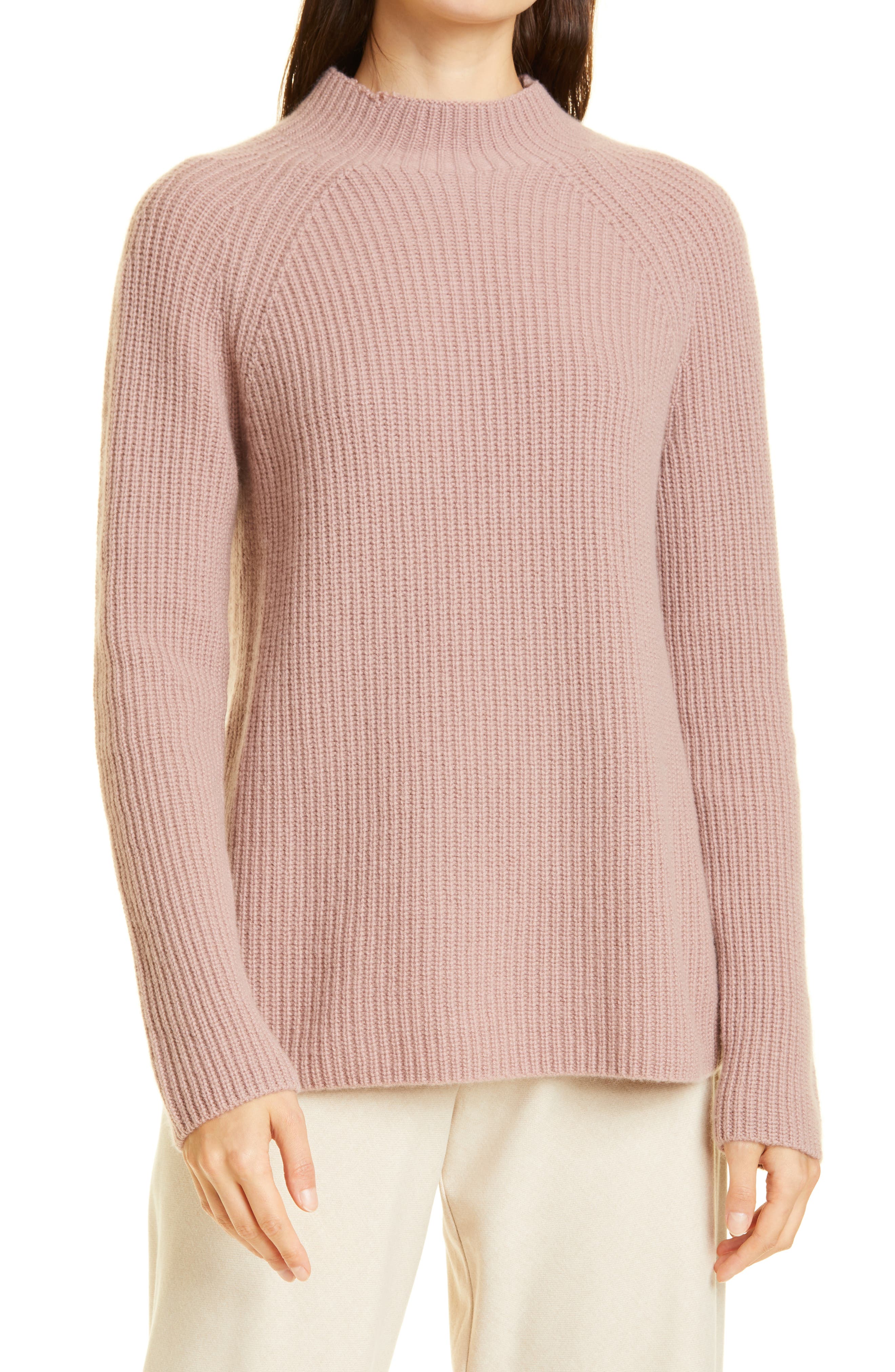 Vince Womens Ribbed Mock Neck Pullover 