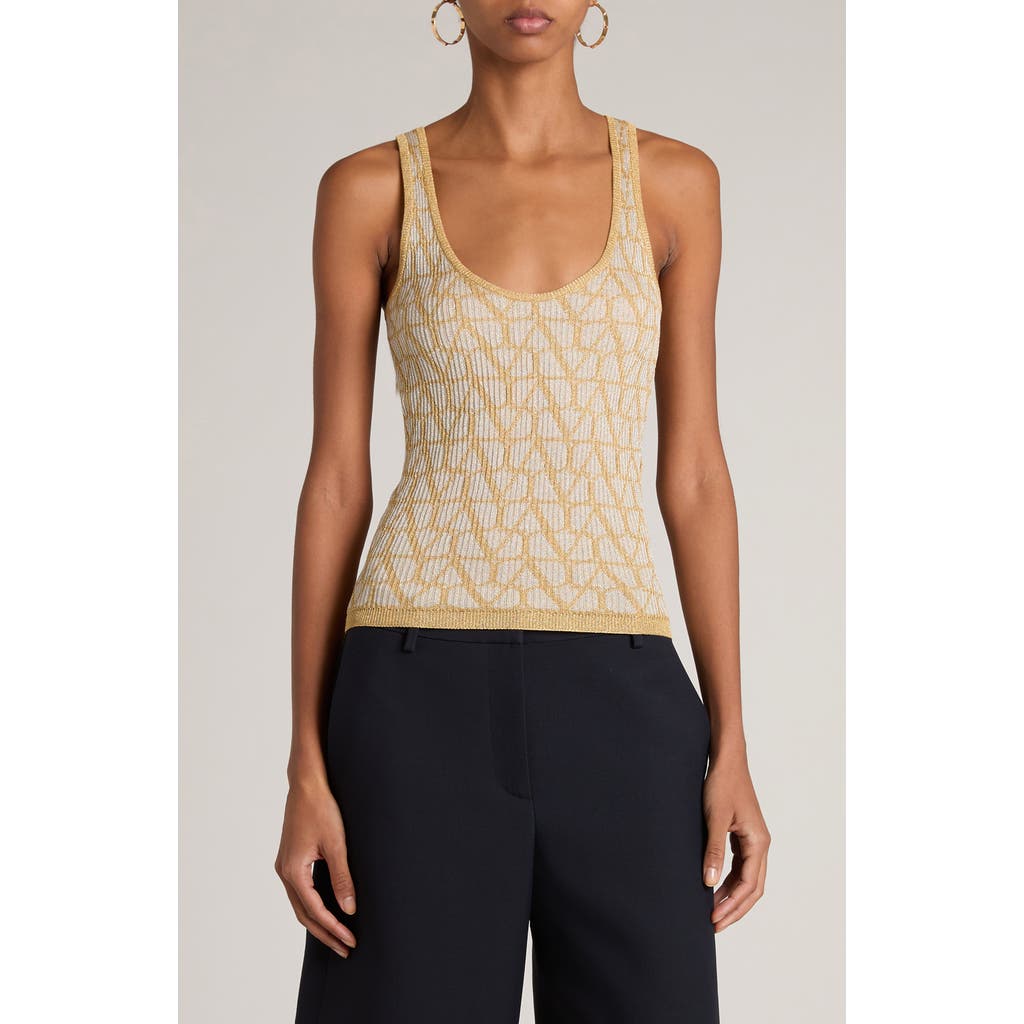 Valentino Iconographic Canvas Sleeveless Top In Oro