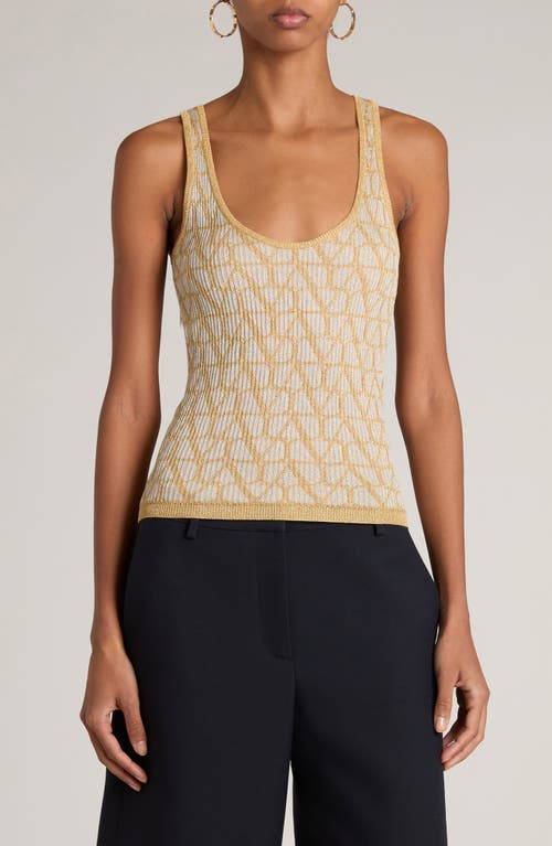 Valentino Garavani Iconographe Metallic Rib Sweater Tank Oro at Nordstrom,