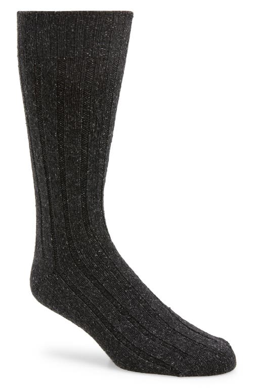 Ribbed Wool & Silk Blend Boot Socks in Charcoal