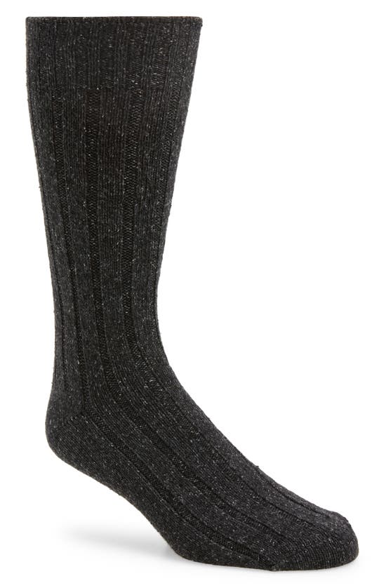 Shop American Trench Ribbed Wool & Silk Blend Boot Socks In Charcoal