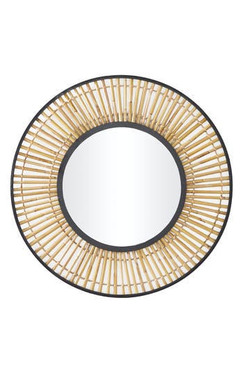 Novogratz Round Bamboo Wall Mirror In Gold
