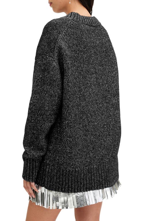 Shop Allsaints Sabrina Metallic Merino Wool Blend Cardigan In Black