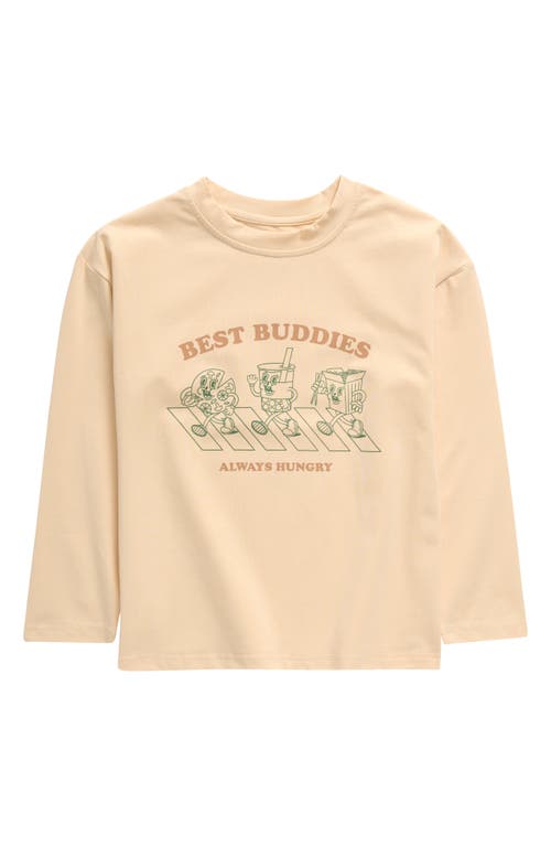 Shop Tiny Tribe Kids' Best Buddies Long Sleeve Graphic T-shirt In Cream