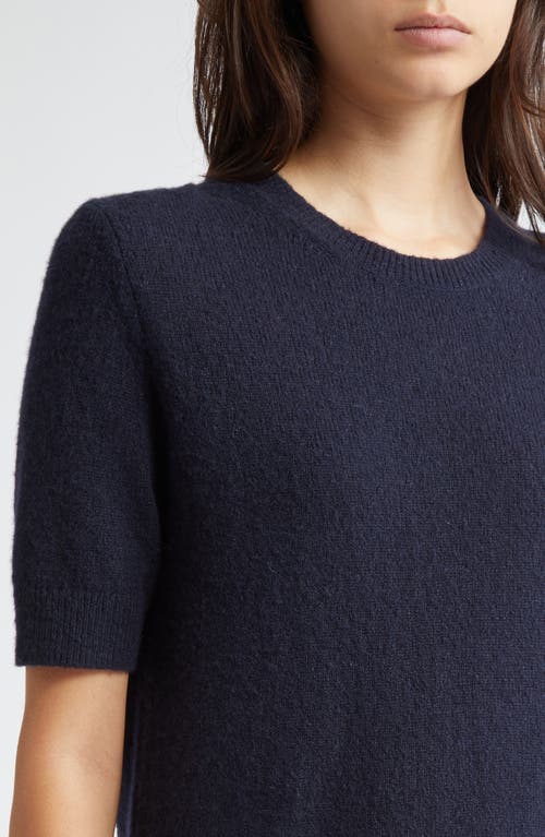 Shop Twp Audrey Short Sleeve Cashmere Blend Crewneck Sweater In Midnight