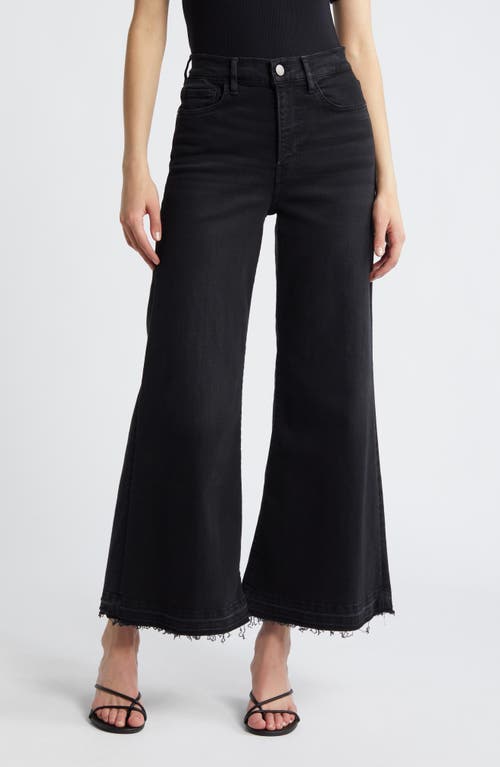 Le Palazzo Raw Hem Crop Wide Leg Jeans in Blackthorn