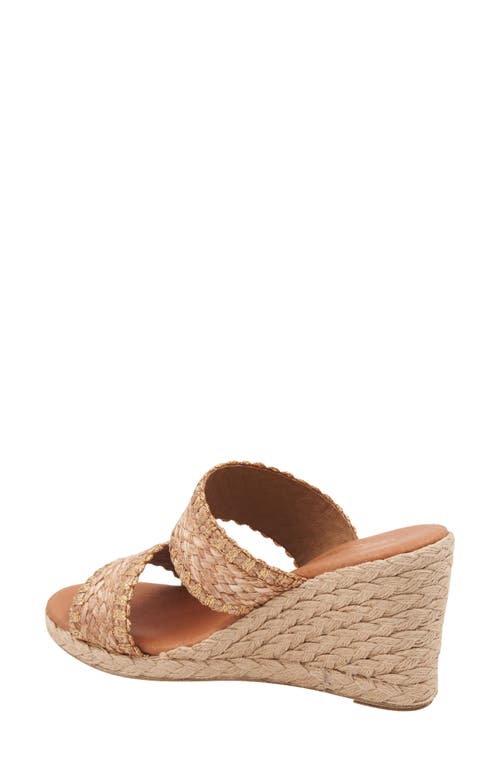 Shop Andre Assous André Assous Nolita Raffia Espadrille Platform Wedge Slide Sandal In Cocoa/bronze