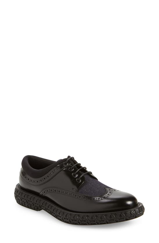 Ferragamo Marcel Wingtip Sneaker In Black